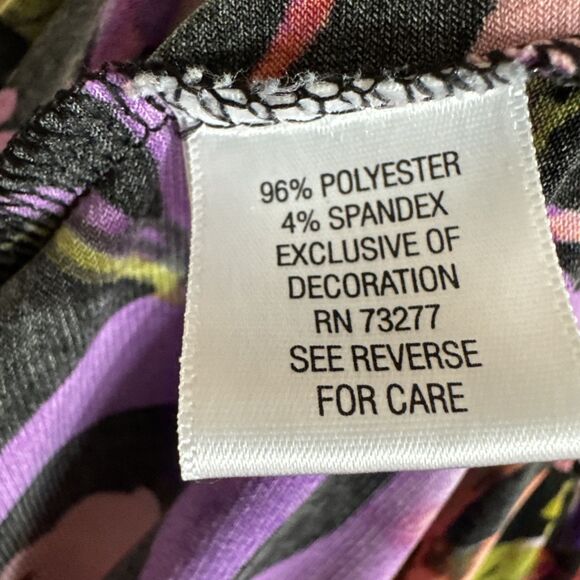 Women’s Halter Dress Black Multicolor Art Floral Mock Elastic Back Size XL - Picture 13 of 14